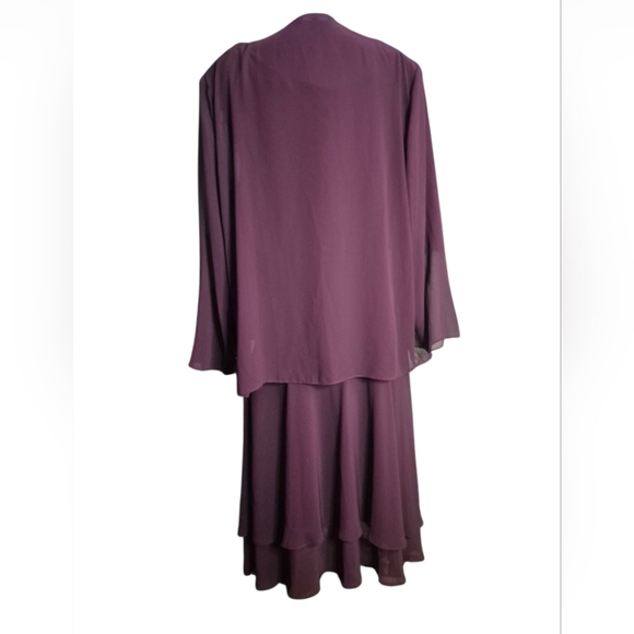 Plum Sequin Tiered Jacket Midi Dress Set Elegant Dark Academia Formal 22W - Picture 7 of 9